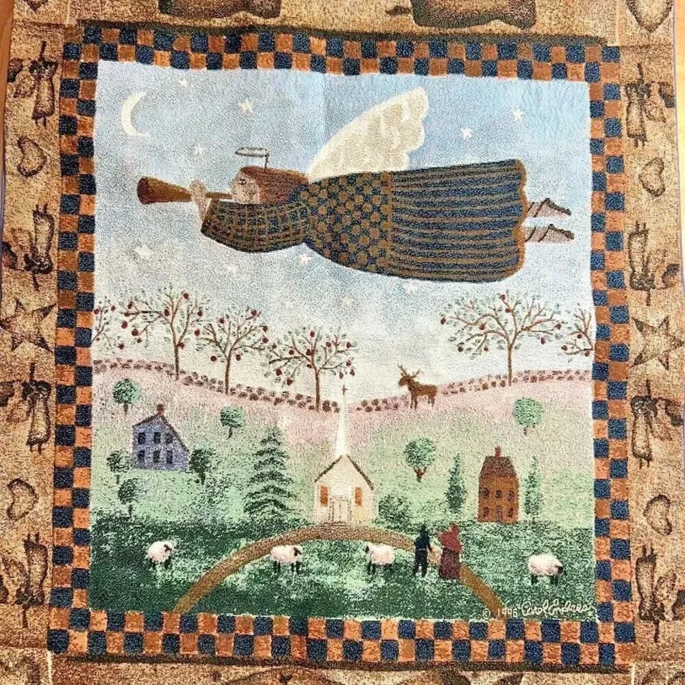 Vtg 1996 Tapestry Wall Hanging Art Carol Endres ANGEL OF PEACE 25